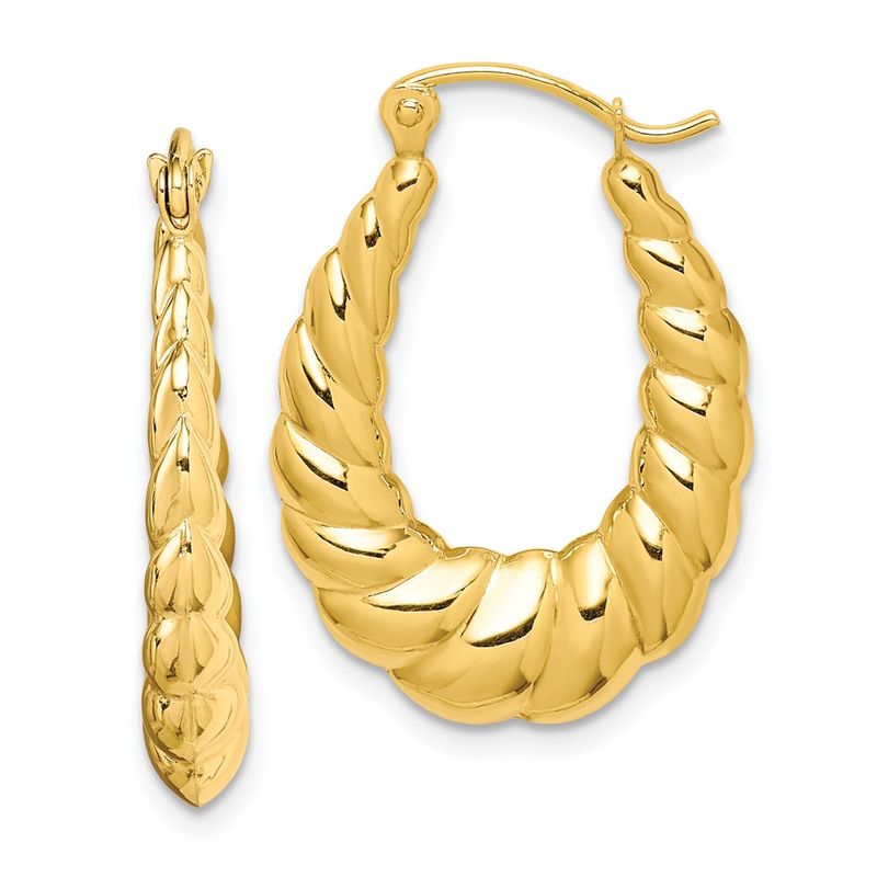 10k Yellow Gold Polished Twisted Hollow Hoop Earrings 341$